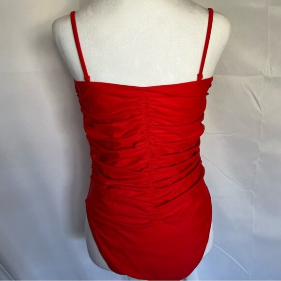 J. Crew Ruched Sweetheart One-Piece Swimsuit w/removable straps Red 12 - Picture 7 of 10